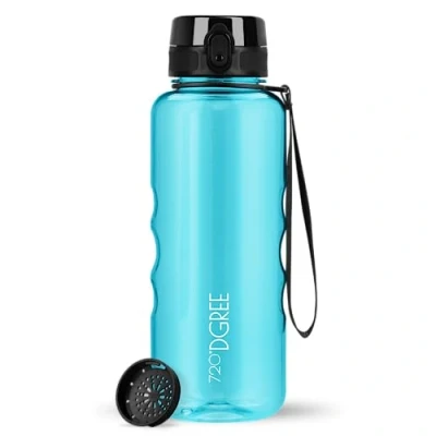 Imagen de 720DGREE Botella Agua 1,5 litros “uberBottle“ Tamiz Fruta, crystalClear Sin BPA, Prueba de Fugas, Reutilizable XL Cantimplora, Water Bottle Ideal para Fitness, Gimnasio, Deporte, Outdoor