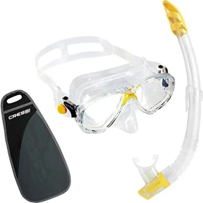 Imagen de Cressi Marea VIP Conjunto Combo Snorkel, Unisex Adulto, Transparente/Amarillo, Talla única