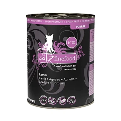 Imagen de catz finefood Purrrr Alimento para Gatos monoproteína Mojado N 111, sensibles a la nutrición, 70% de Carne, 6 latas 400 g
