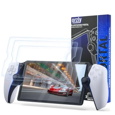Imagen de Orzly Protector de pantalla cristal para Playstation Portal, accesorios mano reproductor remoto (paquete 4) Edición vida vidrio templado