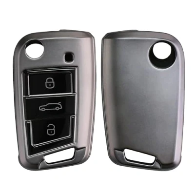Imagen de kwmobile Carcasa para Mando Compatible con VW Golf 7 MK7 Llave de Coche 3 Botones Funda Llaves TPU Negro Mate/Negro