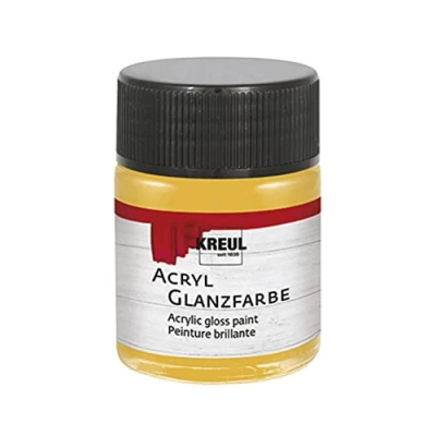Imagen de KREUL 79515 Pintura, Tarro de 50 ml en Dorado, Pintura acrílica Lisa Brillante para Colorear y Hacer Manualidades, a Base Agua, Resistente la Saliva, Secado rápido Opaca, Gold,