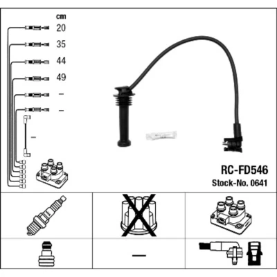 Imagen de NGK 0641 Juego de Cables Encendido 4 FORD: MONDEO 1, Escort 6, FIESTA 3