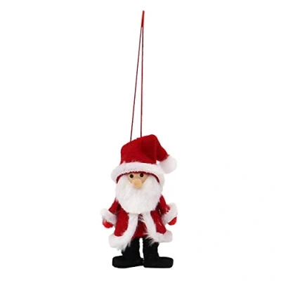 Imagen de Dekohelden24 550113 Adornos para árbol de Navidad (4 Unidades, 4 x 8 cm), diseño Papá Noel, Color Rojo y Blanco