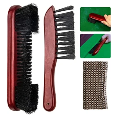 Imagen de Adhafera Kit de limpieza cepillo para mesa billar con 3 herramientas, madera maciza pura y cerdas nailon, accesorios