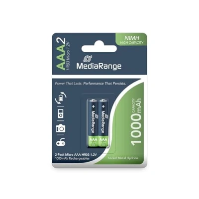 Imagen de MediaRange MRBAT122 Micro baterías, 1.2V, HR03, NiMH AAA regrabable, pack de 2