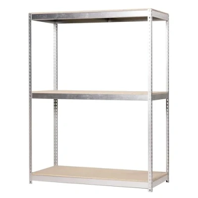 Imagen de SimonRack Estantería Metálica Almacenaje, Sin Tornillos, 3 Baldas Madera, Alta Capacidad Carga 400 kg, 2000x1200x450 mm, Taller Garaje Trastero, Galva/Madera