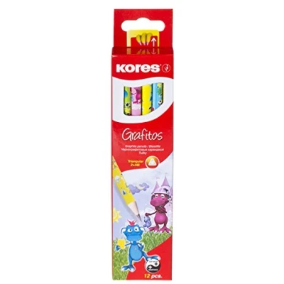 Imagen de Kores juego de lápices con extremo sumergido, grafitos fantasía para niños, HB, suave, triangular, dibujo, lápices, suministros arte,