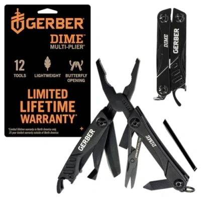 Imagen de Gerber Herramienta multifunción con 12 funciones, Dime Pocket Multi tool, Negro, 1014030
