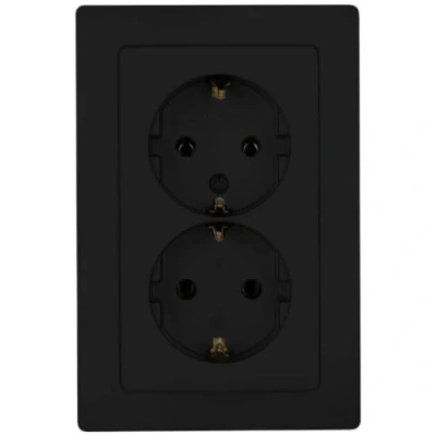 Imagen de KOPP 920950089 Paris Toma de Corriente Doble con protección Contacto elevada, Color Negro Mate