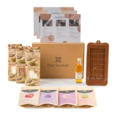 Imagen de Pure Xocolate Kit de chocolate DIY para hacer Vegano Alternativa sin lactosa Ideas regalo niños, mujeres y hombres Incluye molde silicona recetas