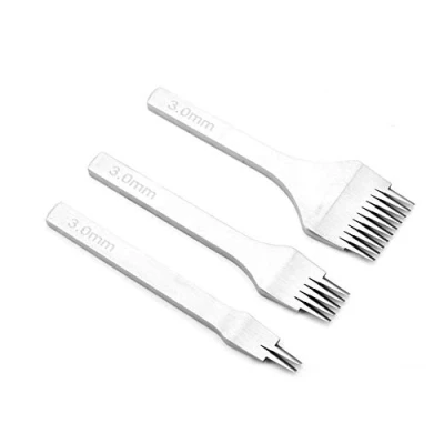 Imagen de 3PCS Punch Prong Tool White Steel 2/5/10 Juego de herramientas bricolaje cuero cinceles costura brida(3.0mm)