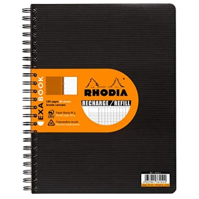 Imagen de RHODIA 133151C Cuaderno de recambio para Exabook Black A4+ organización Seyès Azulejos 160 páginas extraíbles Perf. 4 Agujeros Papel Clairefontaine 80g Rodiactivo