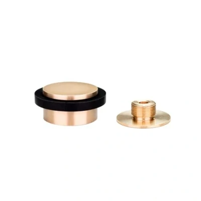 Imagen de EVI Herrajes Tope de Puerta Adhesivo 45 x 20 mm Base Roscada Goma Negra Latón Acabado Mate Incluye Tornillo + Taco Sujeción Mod. I 203/35X19 DUAL MT