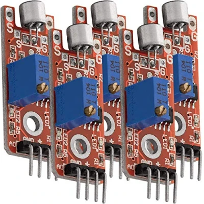 Imagen de AZDelivery 5 x KY 038 Micrófono Detección de Sonido Alta Sensibilidad Módulo Pequeño Compatible con Arduino E Book Incluido!