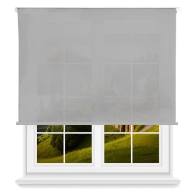 Imagen de Well Home Estor Enrollable Translúcido Liso Gris, 130 x 180cm (Ancho Largo)/Tamaño de la Tela 127 175cm