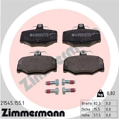 Imagen de ZIMMERMANN 21545.155.1 Juego de pastillas freno con tornillos Foto correspondiente a la entrega NISSAN: Almera II Hatchback, Primera Berlina