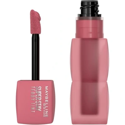 Imagen de Maybelline New York, Super Stay Teddy Tint, Textura Suave e Intensidad de Color Modulable, 4 Formas Aplique, Ligero en los Labios, Hasta 12h duración, No Transfiere, Tono: Kneehigh 55