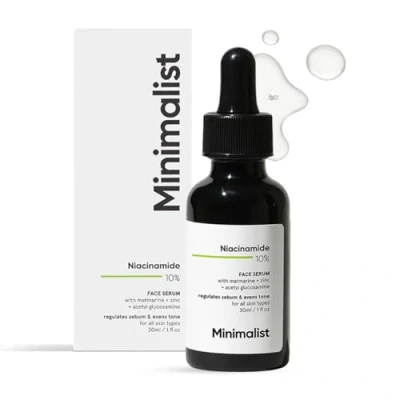 Imagen de Minimalist Sérum facial con 10% niacinamida para cicatrices de acné, imperfecciones y equilibrio aceite zinc, transparente, 30 ml (1 unidad)