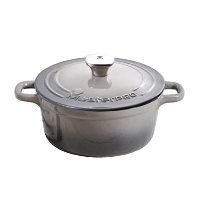 Imagen de MasterPRO Unique Cacerola de Cocina 19cm con Tapa Color Gris Fabricada Hierro Fundido Asas Ergonómicas Cazuela Compatible Todo Tipo Cocinas