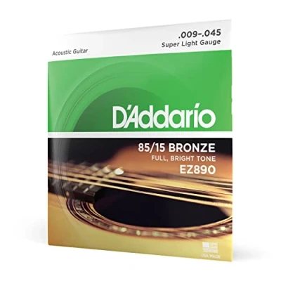 Imagen de D&#039;Addario cuerdas guitarra Acustica, de Guitarra, EZ890 Juego para acústica bronce, Superligero,009&#039; 045&#039;