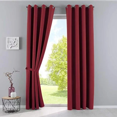 Imagen de Gardinenbox Newyork 201920600 2 Cortinas Opacas (245 x 140 cm, Unidades), Color Burdeos
