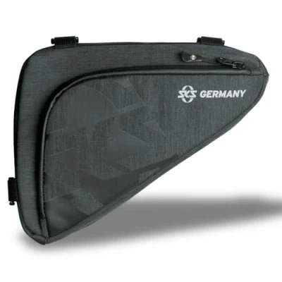 Imagen de SKS Germany Traveller Edge Bicicletas de Trekking y Ciudad (Bolsa Tejido Repelente al Agua, con Bucle Mini Bomba, Cierre Velcro Easy Zip, Volumen: 1 l), Unisex Adult, Black, One Size