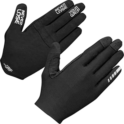Imagen de GripGrab Aerolite InsideGrip Professional Summer Cycling Gloves Unpadded Short Finger Anti Slip Road Bike TT Track Guantes Cortos Ciclismo, Unisex Adult, Negro, XXL