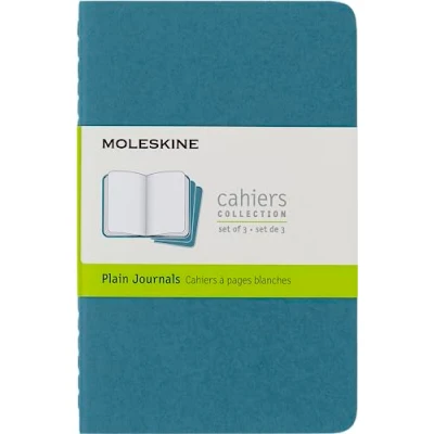 Imagen de Moleskine Cahier Journal Cuaderno de Notas, Set 3 Cuadernos con Páginas , Tapa Cartón y Cosido Algodón Visible, Color Azul Teal
