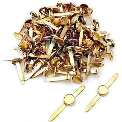 Imagen de Plus Office Sujetadores de Papel Encuadernador 32 mm, Cabeza Redonda, Encuadernadores para Decoración, Herramienta Scrapbooking, DIY Clavos Clips (100 unidades)