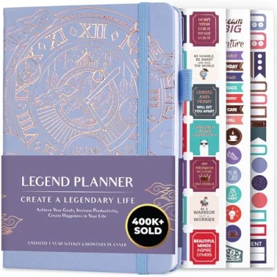 Imagen de Legend Planner Planificador de vida semanal y mensual lujo para alcanzar tus metas vivir más feliz. Organizador, cuaderno productividad A5, Sin fecha Bígaro