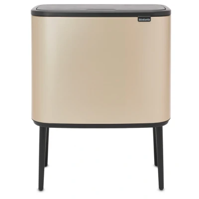 Imagen de Brabantia Bo Touch Cubo de basura reciclaje, acero, color Metallic Gold, 3 x 11L