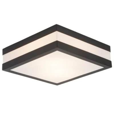 Imagen de Lightbox Outdoor Deckenlampe 9 x 29 cm 2 flammige Außen Wand &amp; Deckenleuchte für Terasse oder Gartenhaus E27 Fassung aus Edelstahl/Kunststoff in Anthrazit/Weiß