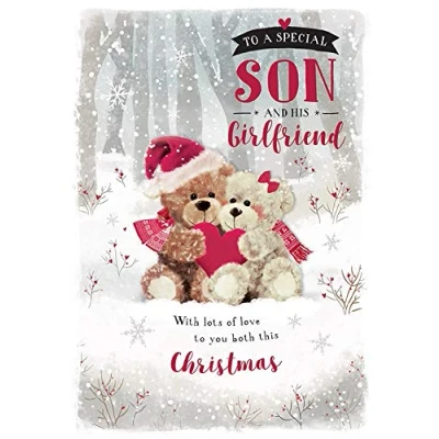 Imagen de Piccadilly Greetings Tarjeta de Navidad para hijo y novia (22,86 x 15,24 cm)