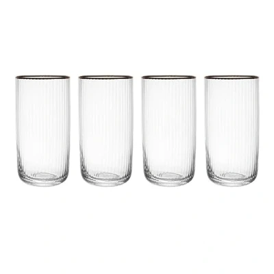 Imagen de Mikasa Sorrento Vasos Altos de Cristal con Borde Dorado y Forma Ancha, 375 ml, Juego 4 Finas Transparentes Sin Plomo, Diseño Elegante para Celebraciones