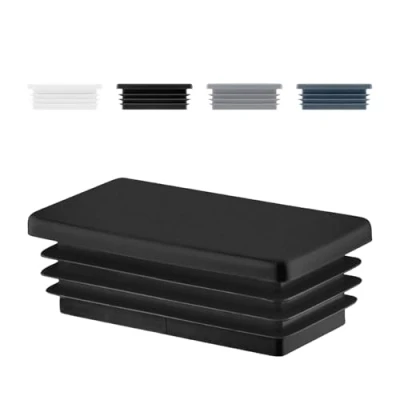 Imagen de EMFA tapones de láminas para tubos rectangulares, 20 x 10 mm, color negro, 4 unidades rectangulares 20, 1 2 cm