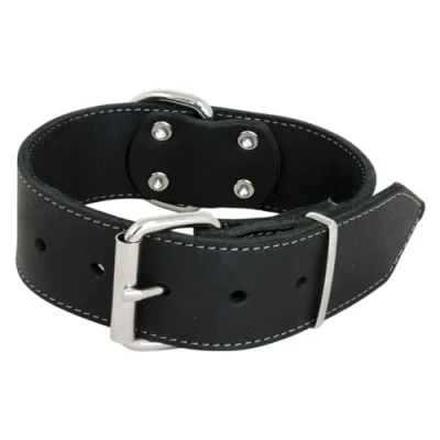Imagen de Jack and Vanilla Collar Grande para Perros de Piel Gruesa medianos y Grandes, Resistente, Duradero, Tacto Suave, Aspecto Moderno, Color Negro, tamaño 30 mm x 45 cm