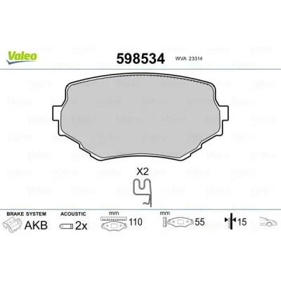 Imagen de VALEO 598534 Juego de pastillas freno Eje delantero con contacto avisador desgaste sin chapa antichirridos SUZUKI: Vitara I SUV