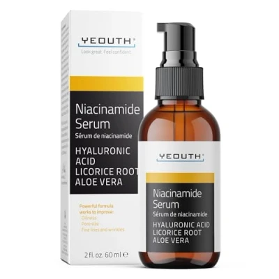 Imagen de YEOUTH Serum de Niacinamida 10% con Ácido Hialurónico, Hidratante Vitamina B3, Mejora la Textura Piel, Iluminador Facial 60ml