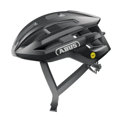 Imagen de ABUS casco de ciclismo carretera PowerDome MIPS ligero con sistema ventilación inteligente y protección contra impactos Made in Italy para hombre mujer negro, M