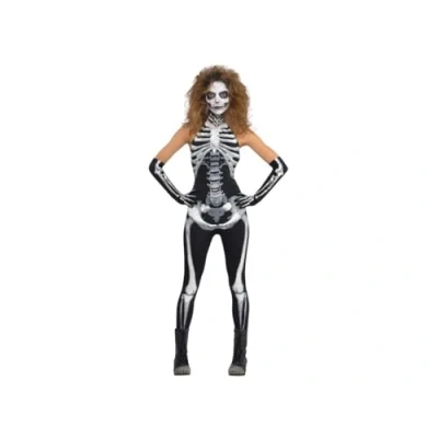 Imagen de Amscan International 845002 55 Disfraz de Esqueleto, Mujer, Tipo Mono, Color Negro, Large UK 14 16 (Christy`s 845002)