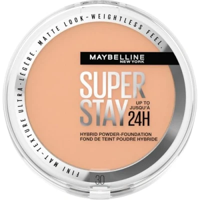 Imagen de Maybelline New York Superstay Híbrido 24H Base de Maquillaje en Polvo, Súper Cobertura, Ligera, Hasta 24H, Tono 30