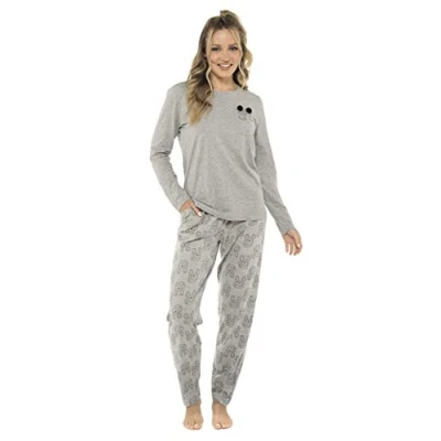 Imagen de Slumber Hut® Conjunto de pijama con estampado perro Cockapoo para mujeres y niñas, bolsillo, orejas pompones, color gris, gris claro, 11 12 Años