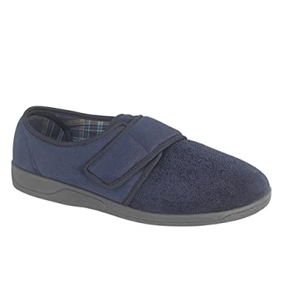 Imagen de Zedzzz Zapatillas de estar casa ante imitacion y cierre adhesivo Modelo Tom hombre caballero (46 EU) (Azul real)