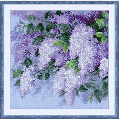 Imagen de Riolis 1533 Lilacs After The Rain Cross Stitch Kit, algodón, Multi de Color, 45 x 0, 1 cm