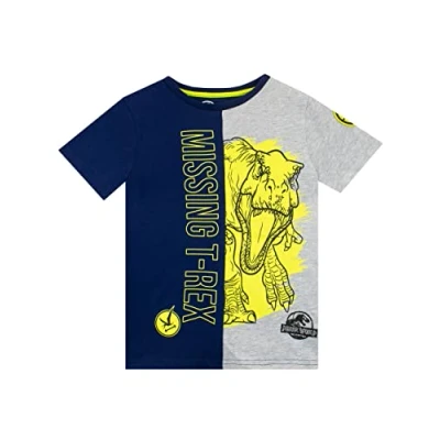 Imagen de Jurassic World Camiseta de Dinosaurio T Rex para Niños Top Manga Corta Infantiles Azul 11 12 años