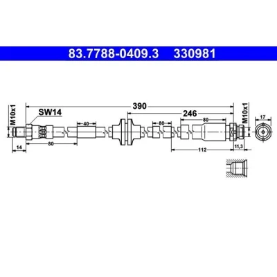 Imagen de ATE 83.7788 0409.3 Latiguillos de Freno 410 M10x1 FORD: Focus 2