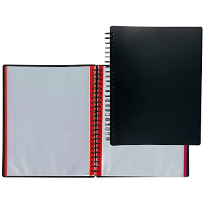 Imagen de Carpeta liderpapel din a4 con 20 fundas intercambiables bordes de colores color negro