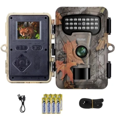 Imagen de Rollei Cámara de Caza HD 30 con resolución 4K 48 MP Fotos, detección Movimiento, visión Nocturna, Pantalla IPS 2 Pulgadas, grabación Continua, diseño Camuflaje, fácil