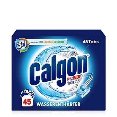 Imagen de Calgon 3 en 1 Power Tabs Ablandador de agua contra depósitos cal y suciedad la lavadora Previene olores desagradables x 45 pestañas
